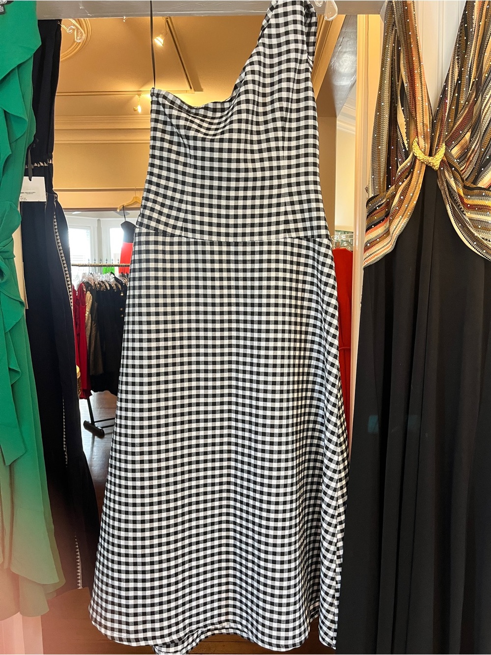 Anthropologie Black and White checked Gingham Midi Dress NWT Size Small - Picture 3 of 5